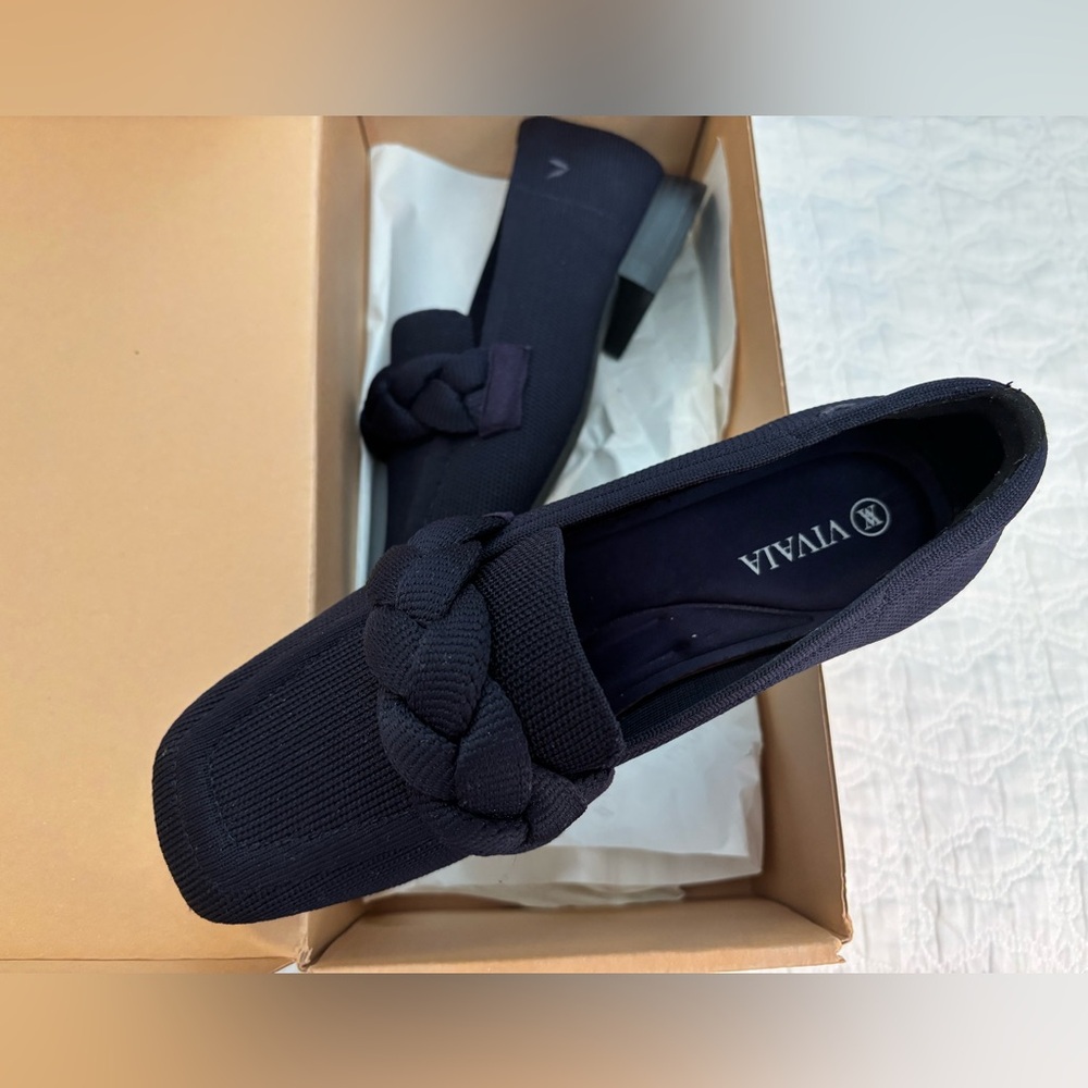 VIVAIA square toe loafers with braided band detail